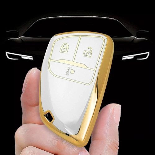 CEV1T1-White-Gold Plating- Car Key Cover For Chevrolet Buick GMC