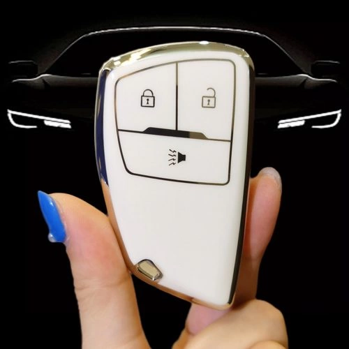 CEV1T1-White-Silver Plating- Car Key Cover For Chevrolet Buick GMC