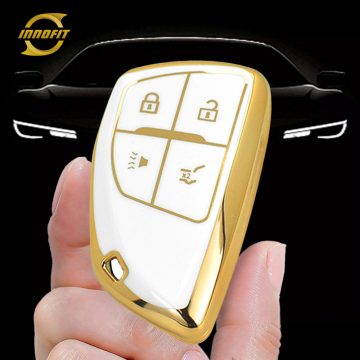 CEV2T1-White-Gold Plating- Car Key Cover For Chevrolet Buick GMC