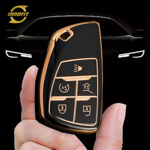 CEV3T1-Black-Gold Plating- Car Key Cover For Chevrolet Buick GMC