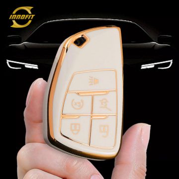 CEV3T1-White-Gold Plating- Car Key Cover For Chevrolet Buick GMC