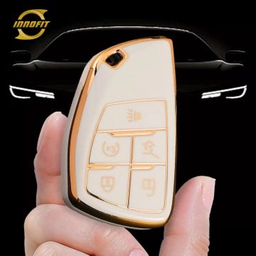 CEV3T1-White-Gold Plating- Car Key Cover For Chevrolet Buick GMC