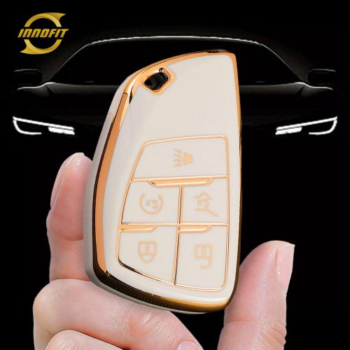 CEV3T1-White-Gold Plating- Car Key Cover For Chevrolet Buick GMC