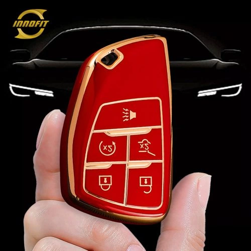 CEV3T1-Red-Gold Plating- Car Key Cover For Chevrolet Buick GMC