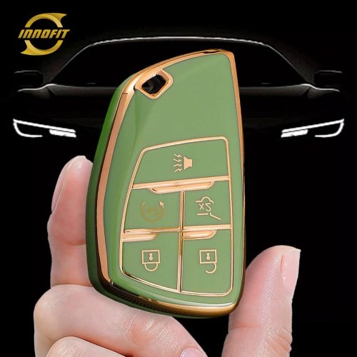 CEV3T1-Green-Gold Plating- Car Key Cover For Chevrolet Buick GMC