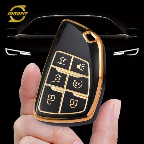 CEV4T1- 블랙-골드 도금- 시보레 뷰익 GMC 용 자동차 키 커버