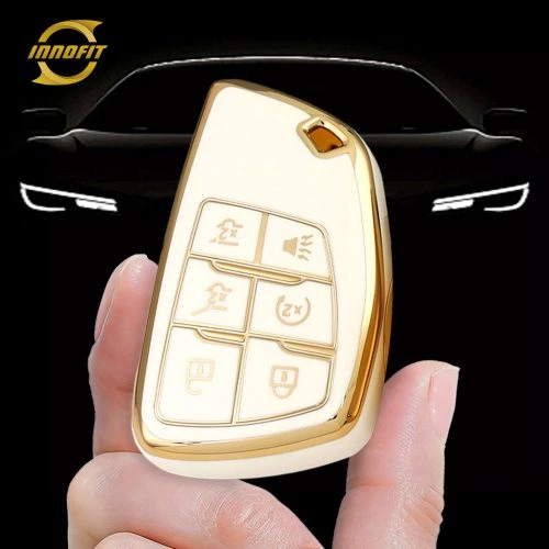 CEV4T1-White-Gold Plating- Car Key Cover For Chevrolet Buick GMC