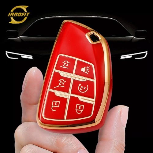 CEV4T1-Red-Gold Plating- Car Key Cover For Chevrolet Buick GMC