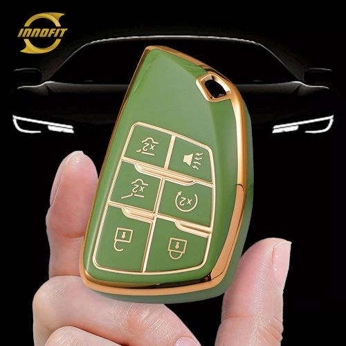 CEV4T1-Green-Gold Plating- Car Key Cover For Chevrolet Buick GMC
