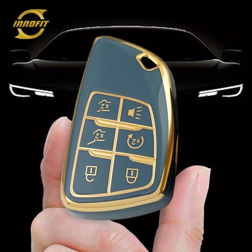 CEV4T1-Granny Grey-Gold Plating- Car Key Cover For Chevrolet Buick GMC