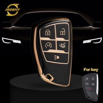 CEV5T1-Black-Gold Plating- Car Key Cover For Chevrolet Buick GMC