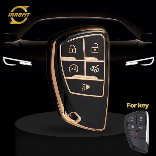 CEV5T1-Black-Gold Plating- Car Key Cover For Chevrolet Buick GMC