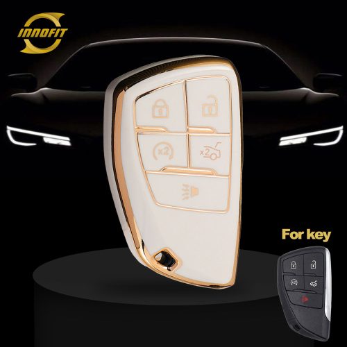 CEV5T1-White-Gold Plating- Car Key Cover For Chevrolet Buick GMC