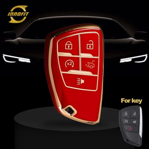 CEV5T1-Red-Gold Plating- Car Key Cover For Chevrolet Buick GMC