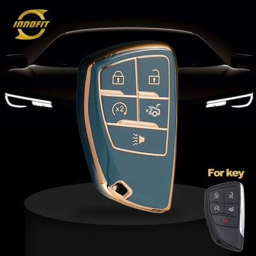 CEV5T1-Granny Grey-Gold Plating- Car Key Cover For Chevrolet Buick GMC