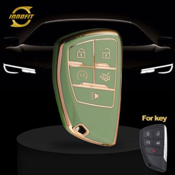 CEV5T1-Green-Gold Plating- Car Key Cover For Chevrolet Buick GMC