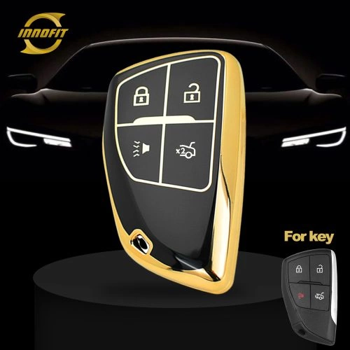 CEV6T1-Black-Gold Plating- Car Key Cover For Chevrolet Buick GMC