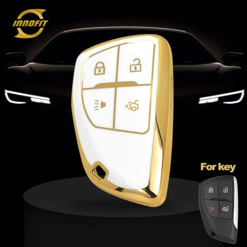 CEV6T1-White-Gold Plating- Car Key Cover For Chevrolet Buick GMC