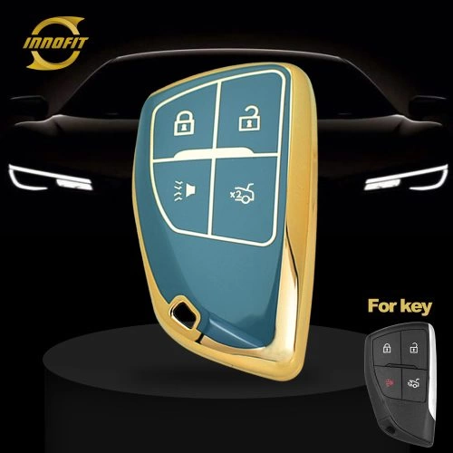 CEV6T1-Granny Grey-Gold Plating- Car Key Cover For Chevrolet Buick GMC