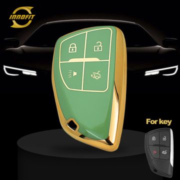CEV6T1-Green-Gold Plating- Car Key Cover For Chevrolet Buick GMC