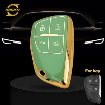 CEV6T1-Green-Gold Plating- Car Key Cover For Chevrolet Buick GMC