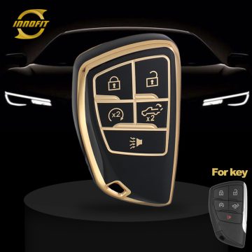 CEV7T1-Black-Gold Plating- Car Key Cover For Chevrolet Buick GMC