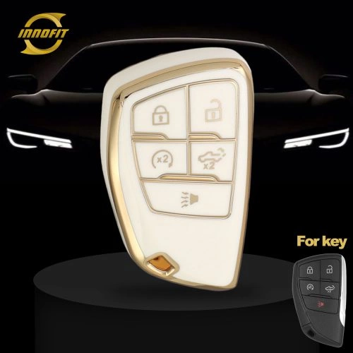 CEV7T1- 화이트-골드 도금- 시보레 뷰익 GMC 용 자동차 키 커버