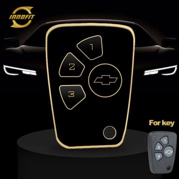 CEY1T1-Black-Gold Plating- Car Key Cover For Chevrolet