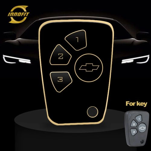 CEY1T1-Black-Gold Plating- Car Key Cover For Chevrolet