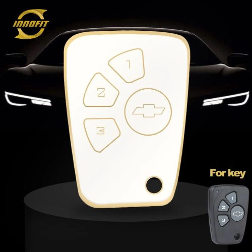 CEY1T1-White-Gold Plating- Car Key Cover For Chevrolet