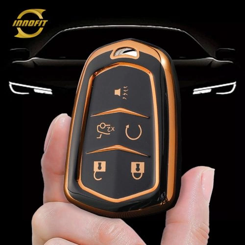 CAA2T1-Black-Gold Plating- Car Key Cover For Cadillac