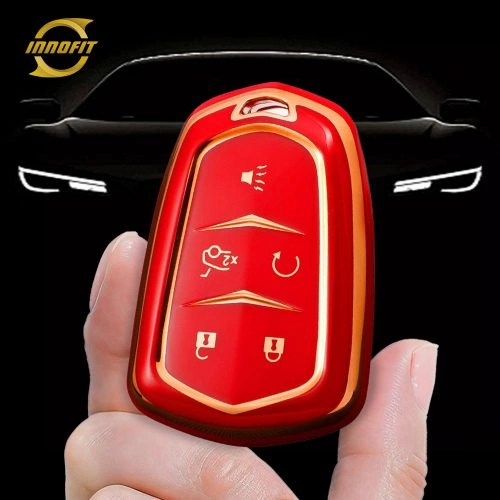CAA2T1-Red-Gold Plating- Car Key Cover For Cadillac