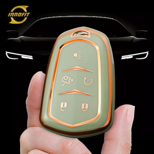 CAA2T1-Green-Gold Plating- Car Key Cover For Cadillac