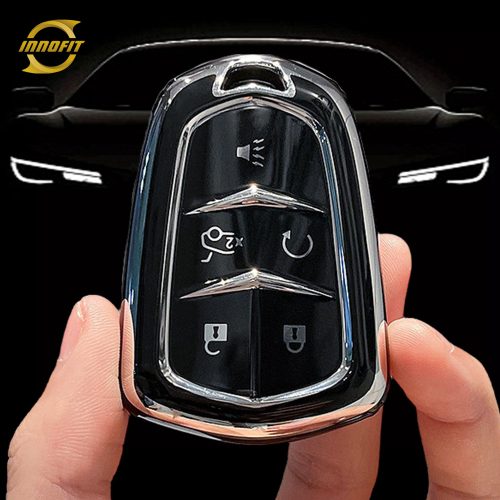 CAA2T1-Black-Silver Plating- Car Key Cover For Cadillac