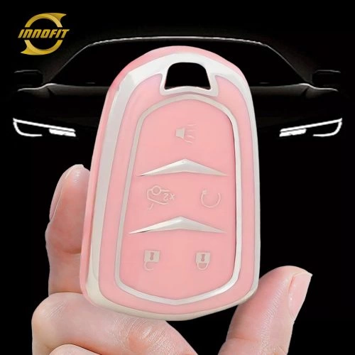 CAA2T1-Pink-Silver Plating- Car Key Cover For Cadillac