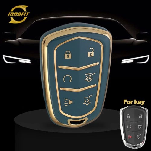 CAA4T1-Granny Grey-Gold Plating- Car Key Cover For Cadillac