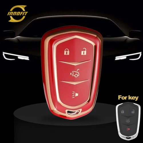 CAA6T1-Red-Gold Plating- Car Key Cover For Cadillac
