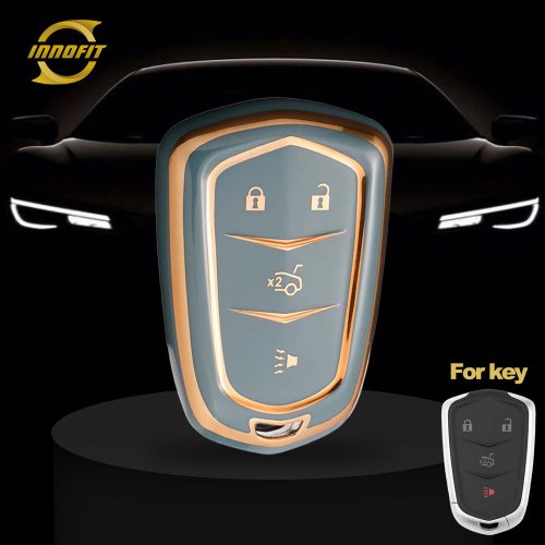 CAA6T1-Granny Grey-Gold Plating- Car Key Cover For Cadillac