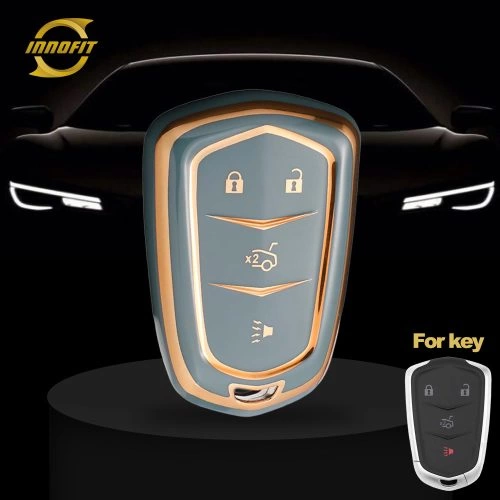 CAA6T1-Granny Grey-Gold Plating- Car Key Cover For Cadillac