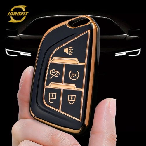 CAB1T1-Black-Gold Plating- Car Key Cover For Cadillac
