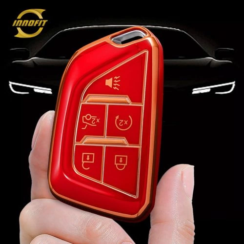 CAB1T1-Red-Gold Plating- Car Key Cover For Cadillac