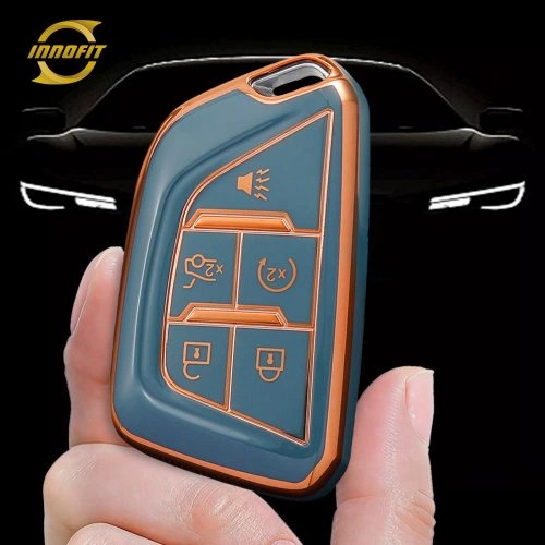 CAB1T1-Granny Grey-Gold Plating- Car Key Cover For Cadillac