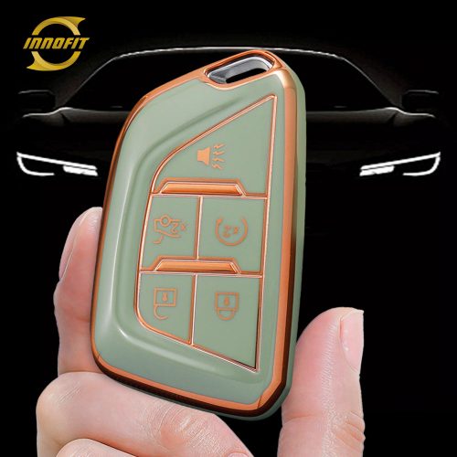 CAB1T1-Green-Gold Plating- Car Key Cover For Cadillac