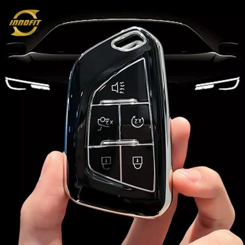 CAB1T1-Black-Silver Plating- Car Key Cover For Cadillac