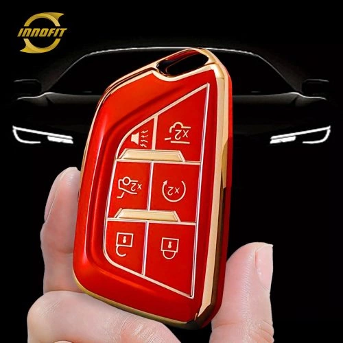 CAB2T1-Red-Gold Plating- Car Key Cover For Cadillac