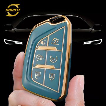CAB2T1-Granny Grey-Gold Plating- Car Key Cover For Cadillac