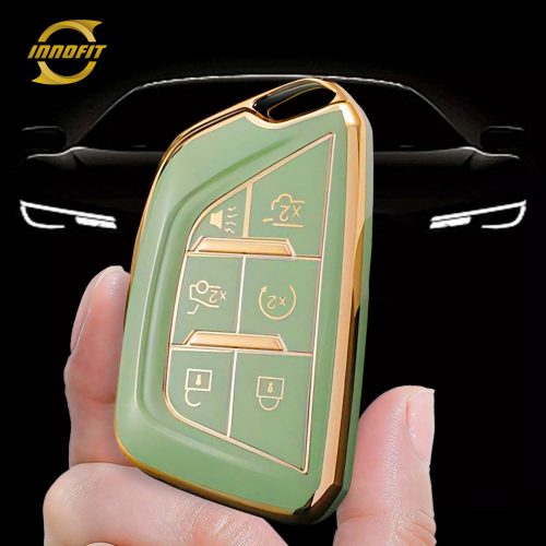 CAB2T1-Green-Gold Plating- Car Key Cover For Cadillac