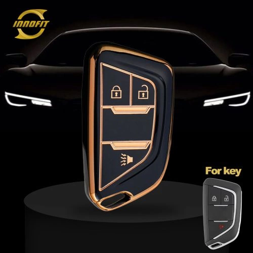 CAB3T1-Black-Gold Plating- Car Key Cover For Cadillac