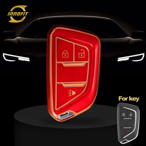 CAB3T1-Red-Gold Plating- Car Key Cover For Cadillac