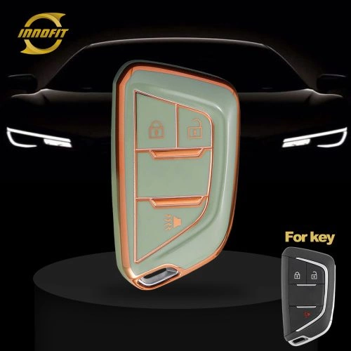CAB3T1-Green-Gold Plating- Car Key Cover For Cadillac